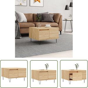 The Living Store Salontafel Sonoma Eiken - 55 x 55 x 36.5 cm - Duurzaam hout - Met lade - Stabiel metalen onderstel