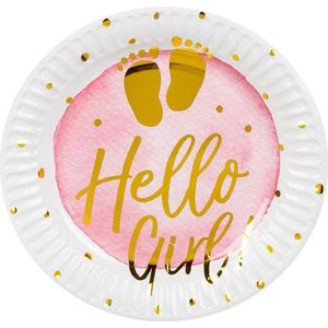 Boland Bordjes Hello Girl! Meisjes 18 Cm Papier Wit/roze 6 Stuks