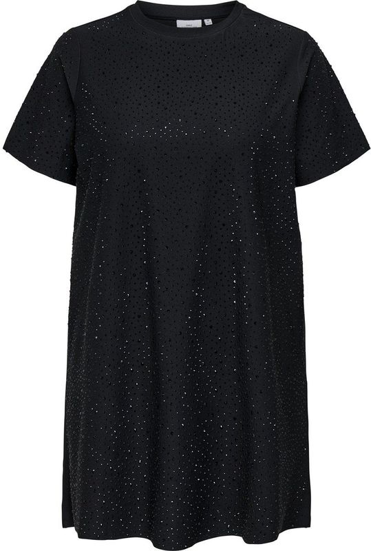 ONLY CARMAKOMA mini jurk met glitter zwart