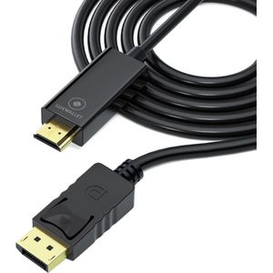 LUXWALLET DH1 – Displayport Naar HDMI Kabel – 1.8 Meter – 4K Ondersteuning – Kabel Met Vergulde Platen - Zwart