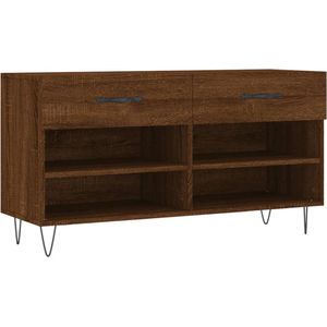 vidaXL - Schoenenbank - 102x35x55 - cm - bewerkt - hout - sonoma - eikenkleurig