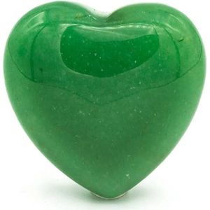 Knuffelsteen Hart - Groene Aventurijn - in een leuk cadeau zakje - edelsteen - per stuk