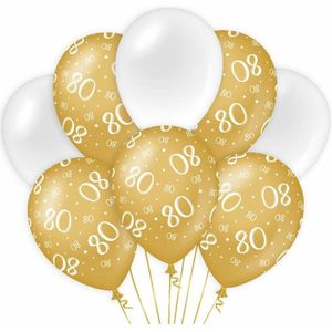 Paperdreams 80 jaar leeftijd thema Ballonnen - 24x - goud/wit - Verjaardag feestartikelen