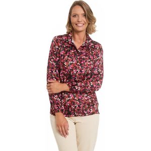 Bedrukte blouse met V-hals en elastische mouwen