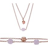 Orphelia SET-7432 - Juwelenset: Ketting + Armband - 925 Zilver Rosé - Pink Stones - 19/45 cm