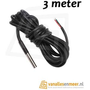 Temperatuur 1 Wire Waterdicht DS18B20 3meter - geschikt voor Arduino en Raspberry.
