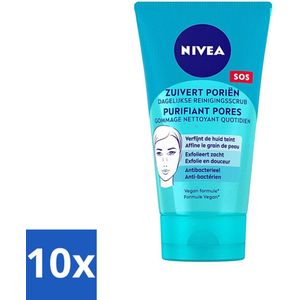 NIVEA - Reinigingsscrub - Essentials Dagelijkse Scrub - Voor onzuivere huid - Met Melkzuur & Magnolia-extract - 150 ml - Bulkverpakking - 10 stuks