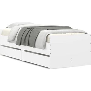 vidaXL - Bedframe - met - lades - wit - 90x200 - cm