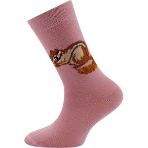 Ewers Kindersokken Meisjes - Eekhoorn - Geborstelde Staart - Roze & Bruin-23/26