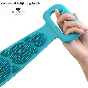 Hester Go Easy"" - Siliconen borstel - Rugborstel - Doucheborstel - Scrubber - Badborstel  - Blauw