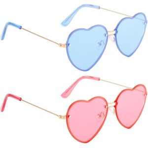 Feestbrillen - Hartvormige zonnebrillen - Blauw - Eén Maat .