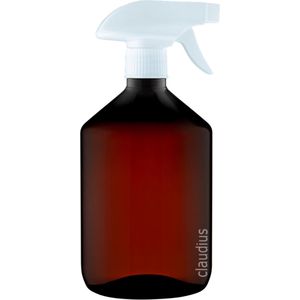 Lege Plastic Fles Apothekersfles 500 ml PET Amber bruin - met witte spraykop - set van 10 stuks - navulbaar - leeg