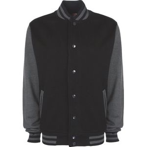 Varsity Jacket unisex merk FDM maat XS Zwart/Grijs
