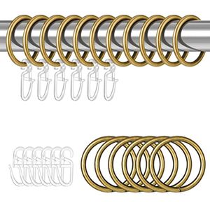 Dacitiery 30 stuks gordijnringen, metalen gordijnringen met 30 kunststof gordijnhaken voor raamdeur douchegordijn, gordijnhaken voor rails, 30 mm binnendiameter (brons)
