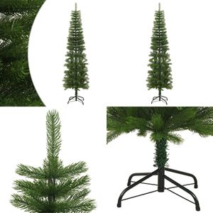 vidaXL Kunstkerstboom met standaard smal 210 cm PE - Kerstboom - Kerstbomen - Kunstboom - Kunstkerstboom