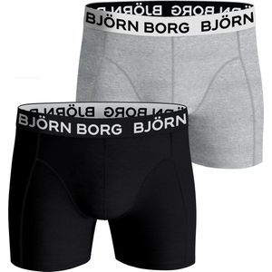Björn Borg Cotton Stretch boxers - heren boxers normale lengte (2-pack) - zwart en grijs - Maat: S