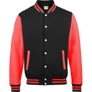 Awdis Unisex Varsity Jacket (Jet Zwart / Vuurrood)