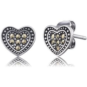 Engelsrufer Oorbellen ERE-HEART-MA-ST - Geoxideerd sterling zilver