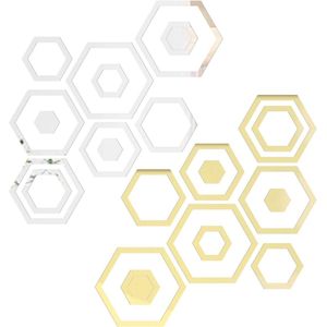 Cirkelspiegel wanddecoratiestickers 48 stuks afneembare acrylspiegelstickers zelfklevende spiegel muurstickers voor thuis woonkamer slaapkamer (goud + zilver) - decoratie home deco