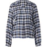 s.Oliver - Blouse - Navy - Blouseshirt - Lange Mouw - Geruit