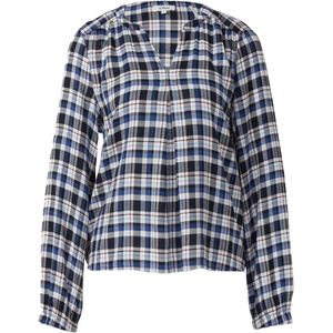 s.Oliver - Blouse - Navy - Blouseshirt - Lange Mouw - Geruit