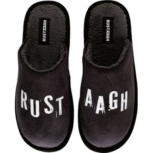 Rustaagh pantoffels maat 37-38 - pantoffels - pantoffels heren - pantoffels dames - grappige pantoffels - pantoffels met tekst - sloffen heren - sloffen dames - sloffen met harde zool - fluffy binnenkant