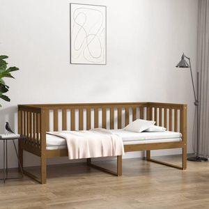 vidaXL Slaapbank - 90x190 cm - Massief grenenhout Slaapbank - Houten Bank - Daybed - Guest Bed - Compact Meubilair - Minimalistisch Design - Bruine Bank - Grenenhout