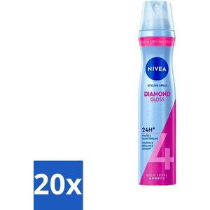 20 x NIVEA - Stylingspray - Diamantglans Verzorging - Sterkte 4 - 250 ml - Haarverzorging - NIVEA