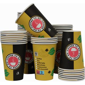 KURTT - Koffiebekers to go - 300 ml - Koffiebeker karton - Papieren Beker - Drinkbeker - To-Go - Milieuvriendelijk wegwerpbeker - 12 oz - 300 stuks