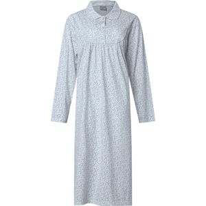 Lunatex - klassiek dames nachthemd 224177 - 100% katoen - blauw - maat M