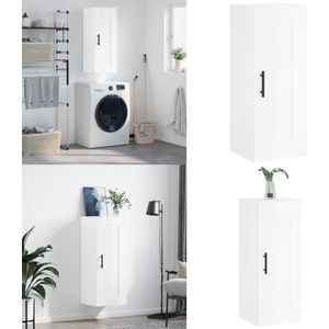 vidaXL Wandkast 34,5x34x90 cm bewerkt hout hoogglans wit - Wandkast - Wandkasten - Hangkast - Hangende Kast
