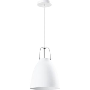 QUVIO Hanglamp industrieel - Lampen - Plafondlamp - Verlichting - Verlichting plafondlampen - Keukenverlichting - Lamp - E27 Fitting - Met 1 lichtpunt - Voor binnen - Aluminium - Metaal - D 20 cm - Wit