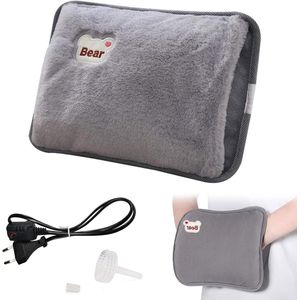 Elektrische Warmwaterkruik 18 x 26 cm - Pluche Warmtebron met Zachte Microfiber Hoes - Handwarmers en Voetwarmers voor Gezelligheid en Comfort