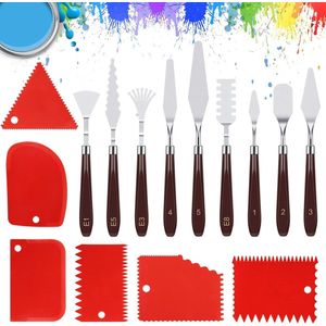 JGS ® Uitgebreide 15-delige Set voor Acrylschilderen en Paletmessen voor Diverse Technieken