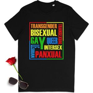 Pride t shirt - Gay Pride dames en heren tshirt - Vrouwen, mannen Pride - Pride t-shirt met print opdruk - Unisex maten: S M L XL XXL XXXL - Tshirt kleuren: Wit en zwart.