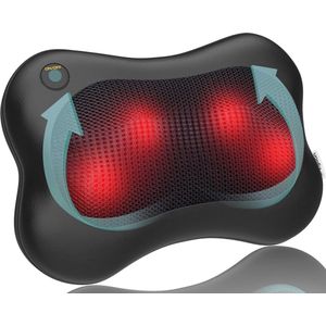 Shiatsu Massagekussen met Verwarming - Ergonomisch Kneden voor Rug, Nek en Schouders - Thuis en In de Auto