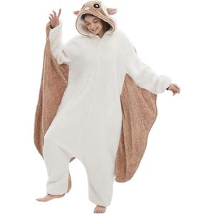 Vliegende Eekhoorn Onesie voor Volwassenen - Hip Halloween Kostuum en Comfortabele Nachtkleding