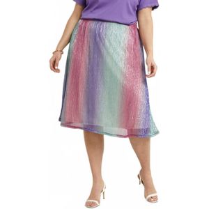 Glimmende uitlopende rok tot halverwege de lengte met elastische tailleband