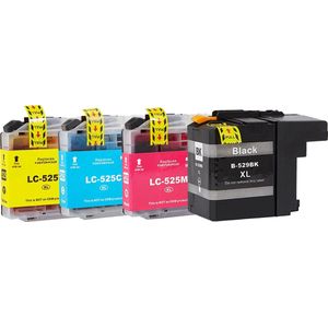 LC-525 / LC-529 Zwart + Alle Kleuren - Huismerk inktcartridge compatible met Brother DCP-J100 / MFC-J200 / DCP-J105 / MFC-J200 / DCP-J100 / DCP-J105