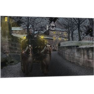 Vlag - Pad - Persoon - Bomen - Huis - Dier - Paarden - Lampen - 105x70 cm Foto op Polyester Vlag