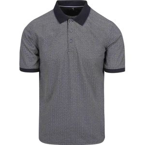 Casa Moda - Polo Print Grijs Blauw - Regular-fit - Heren Poloshirt Maat L