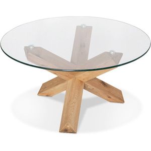 Alterego Ronde salontafel 'MAGIK' van glas en massief hout