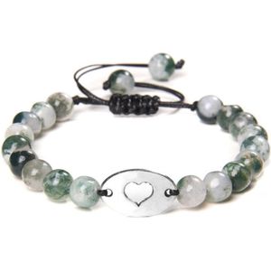 Marama - Armband Heart Green - hartje - half-edelstenen - liefde - verstelbaar