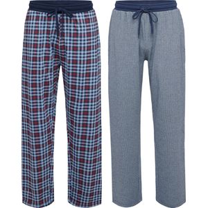 Phil & Co Heren Pyjamabroek Lang Katoen Geruit/Gestreept 2-Pack - Maat XL