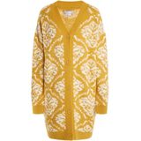 Usha - Gebreid Vest - Ecru / Curry - Lange Mouw - V-hals