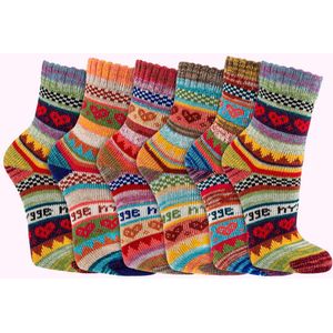 Damessokken | katoen | per 6 paar | Scandinavisch design | Hygge printjes | zeer zachte teennaden | fijne warme sokken