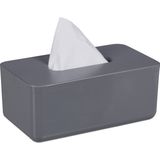 Relaxdays tissue box - grijs - tissue doos kunststof - met deksel - wc - zakdoekendoos