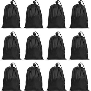 12 Stuks Kleine Trekkoord Zakken Bulk Zwart 5.3×7.7inch. Trekkoord Tas Nylon Drawstring Rugzak Waterdichte Opslag voor Gym, Sport en Reizen voor Mannen en Vrouwen