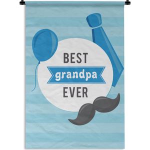 Wandkleed Vaderdag - Vaderdag cadeaus voor opa met tekst - Best grandpa ever Wandkleed katoen 60x90 cm - Wandtapijt met foto