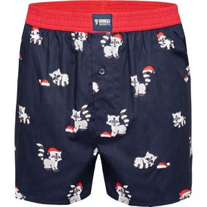 Happy Shorts X Heren Wijde Boxershort Met Binnenbroek Kerst Wasbeer Print - Maat S